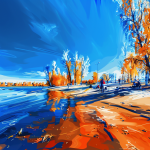 lake michigan beaches painting, ai generated, beach