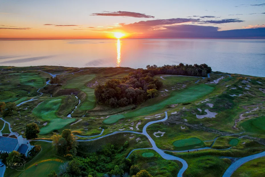 whistling straits golf course aerial view haven wisconsin